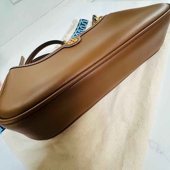 Tory Burch T Monogram Leather Studio Bag in Moose Brown - Picture 11 of 16